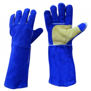Blue chrome leather gloves Image